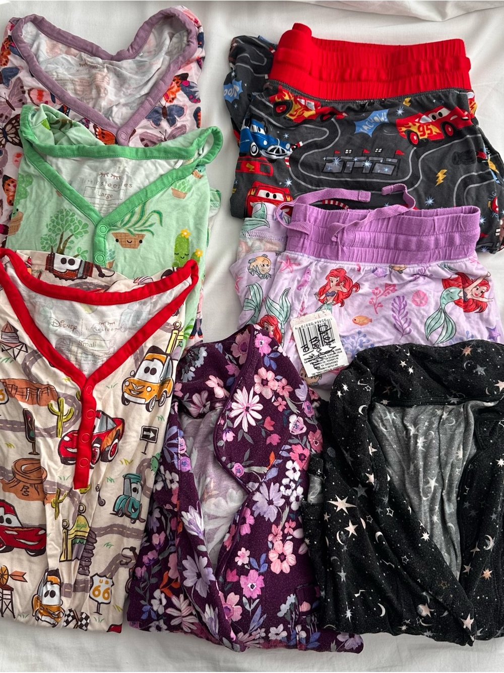 Little Sleepies Girls Pajama Bundle - Purple, Red, Black, Green, Lavender